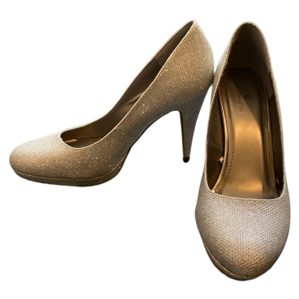 Size 9 3 inch Worthington sparkly heels closed toe pump prom formal - Picture 3 of 6